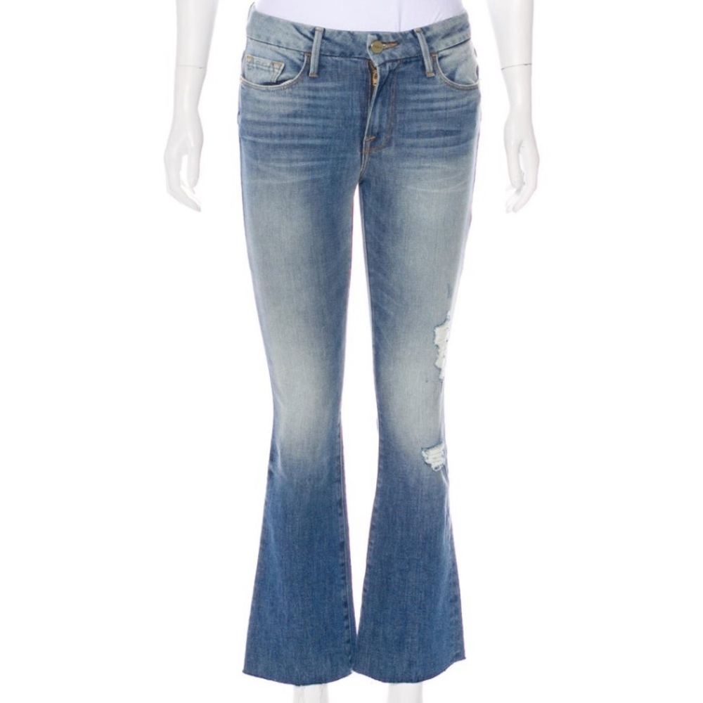 Frame denim distressed kick flare jeans